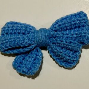 Blue Crocheted Bow Hair Clip